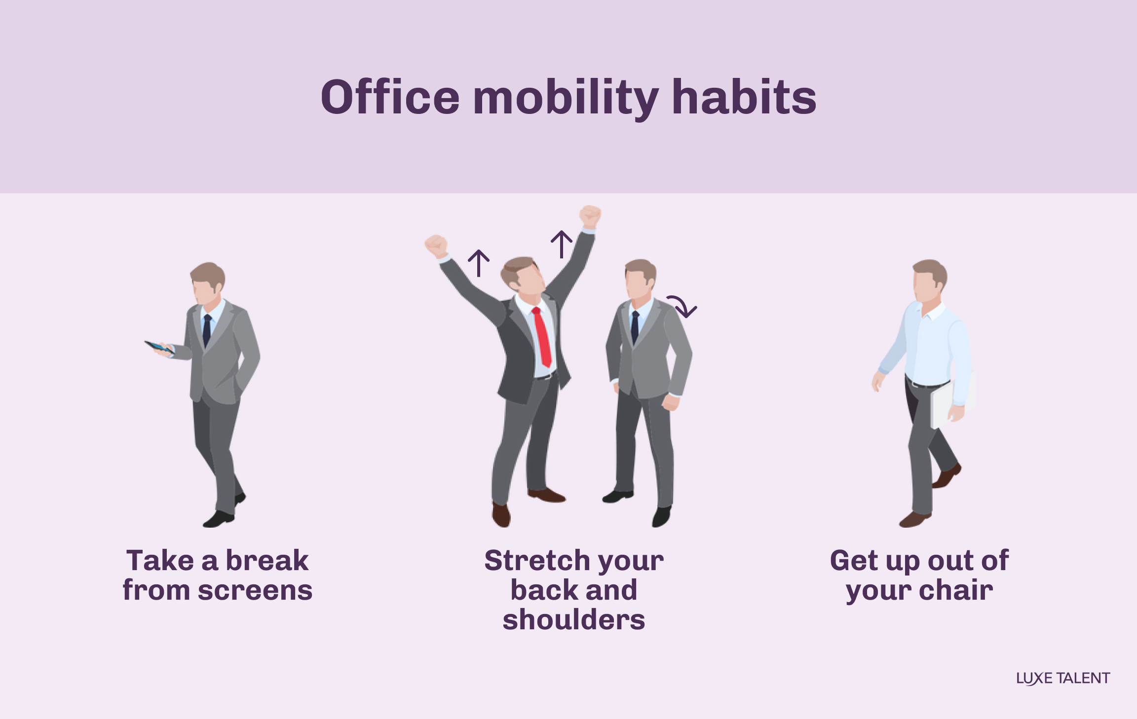 Healthy mobility habits | How to stay healthy at work | Blog | Luxe Talent International Consultancy specialized in executive recruitment & training